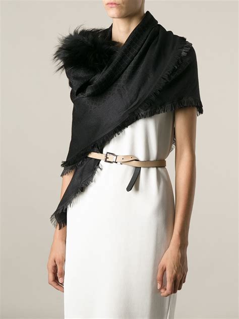 gucci silk scarf women|Gucci scarves with fur trim.